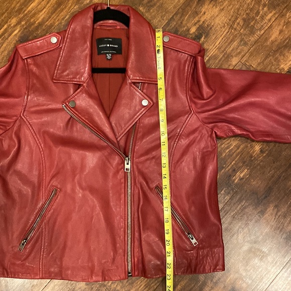 Lucky Brand Red Leather Moto Jacket - Picture 6 of 7